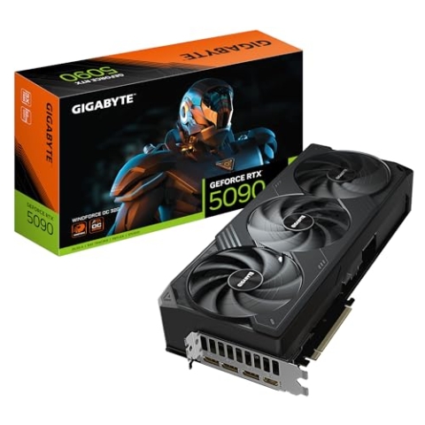 Gigabyte GeForce RTX 5090 WINDFORCE OC 32G Grafikkarte - 32 GB GDDR7, 512 Bit, PCI-E 5.0, 2467MHz Kernfrequenz, 3 x DP 2.1a, 1 x HDMI 2.1b, NVIDIA DLSS 4, GV-N5090WF3OC-32GD
