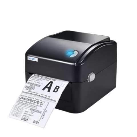 vretti USB Etikettendrucker mit XXL-Papierfach - Labeldrucker für DHL Versandetiketten, Kompatibel mit Windows/mac/ChromeOS/Linux, 99,99% Barcode-Scanrate, Ohne Separate Halterung