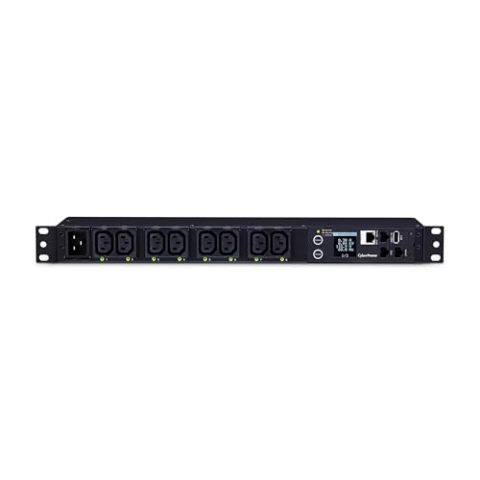 CyberPower PDU81005, Rackmount 1U, Switched PDU, Metered-by-Outlet Leistungssteuerung, Eingang 230V/16A (1), Ausgang IEC-320 C13 (8), SNMP-Netzwerkanschluss, PowerPanel Software