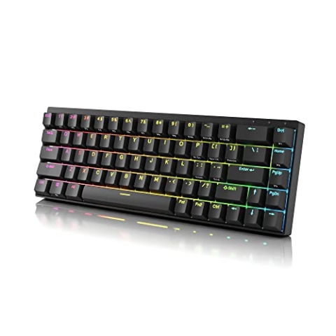 DURGOD Hades 68 Mechanische Gaming-Tastatur | 65% Layout ANSI US - USB Typ C | Aluminiumgehäuse | Double Shot PBT Cherry Profile (Gateron Silent Brown, Schwarz)