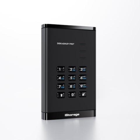iStorage diskAshur PRO3 HDD 4 TB, sichere tragbare Festplatte, FIPS Level 3 zertifiziert, passwortgeschützt, staub-/wasserabweisend, Hardware-Verschlüsselung