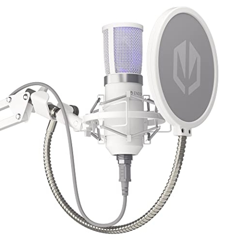 ENDORFY Solum Streaming Onyx White, USB Plug&Play, Hochwertiges weißes USB-Computermikrofon, Verstellbarer Arm, inklusive Pop-Filter, das in den Rahmen eingeschraubt Wird, EY1B005