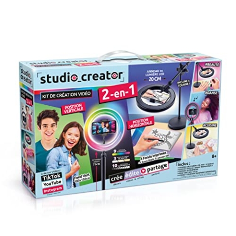 Canal Toys Creator-Studio 2-in-1 Videoleuchte mit mehrfarbigem LED-Ring, Halterung mit doppelter Funktion, horizontal und vertikal, INF 027