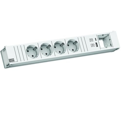 BACHMANN CONI 4xCEE7/3 1xUSB A/C 22W 1xCM 0,2m GST18 RAL9010
