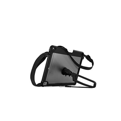 STM Bags Dux Grip Case - Schutzhülle mit Handschlaufe für das Apple iPad 10,2" (2021-2019) schwarz/transparent (360° drehbar, Abnehmbarer Schultergurt, Apple Pencil Fach, Passgenaue Aussparungen)