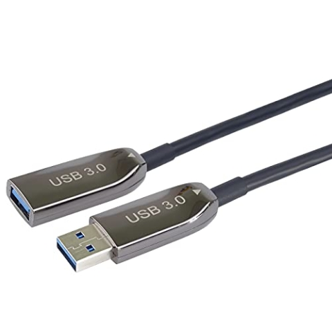 PremiumCord USB 3.0 Optisches Verlängerungskabel 7m (AOC), Glasfaser Kabel, Datenkabel SuperSpeed bis zu 5Gbit/s, Ladekabel, USB 3.0 Typ A Buchse auf Stecker, 9Pin, Farbe Schwarz, Länge 7m
