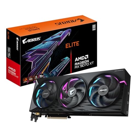 Gigabyte AORUS Radeon RX 9070 XT Elite 16G Grafikkarte - 16 GB GDDR6, 256 Bit, PCI-E 5.0, 3100 MHz Kernfrequenz, 2 x DisplayPort, 2 x HDMI, GV-R9070XTAORUS E-16GD