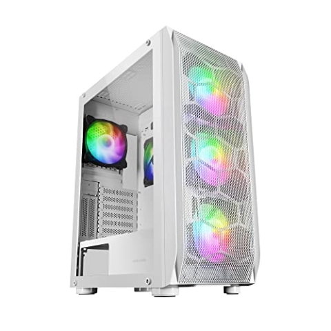 Mars Gaming MC-KX Weiß, Premium E-ATX Tower, Freezer CPU System, 5 Ultraleise ARGB Lüfter, ARGB Controller und RF Controller, Mesh Front