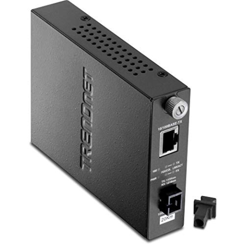 Trendnet TFC-110S20D5i 100Base-TX zu 100Base-FX intelligent mit Zweiwellenlängen Singlemode SC Faser Konverter 20 Km/12,4 Meilen schwarz