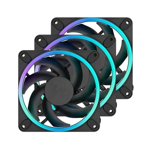 Fractal Design Momentum 12 RGB - Leiser PC-Gehäuselüfter - 120 mm - ARGB Gen 2-16 LEDs - Flüssigkristallpolymer (LCP) Flügel - Fluiddynamisches Lager (FDB) - Kühlleistung - Schwarz - 3er-Pack