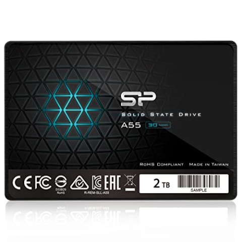 Silicon Power SSD 2TB 3D NAND A55 SLC Cache Performance Boost 2.5 inch SATA III 7mm (0.28") Internal Solid State Drive