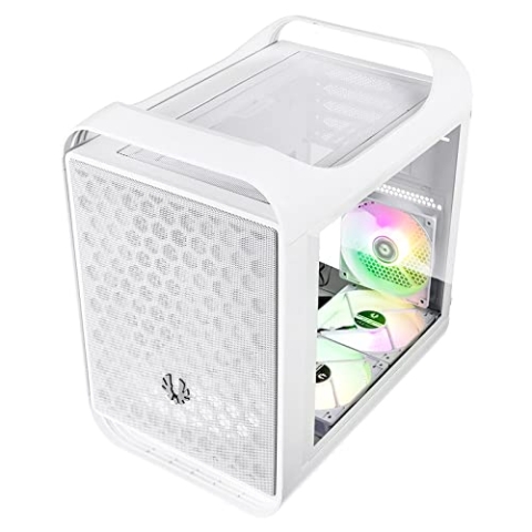 BitFenix Prodigy M 2022 Pc Case, ARGB Micro ATX Gehäuse, Gaming Pc, Kompaktes Pc Gehäuse für Micro ATX und Mini ITX Mainboards, Mesh-Front, Fenster aus Tempered Glass, Weiß