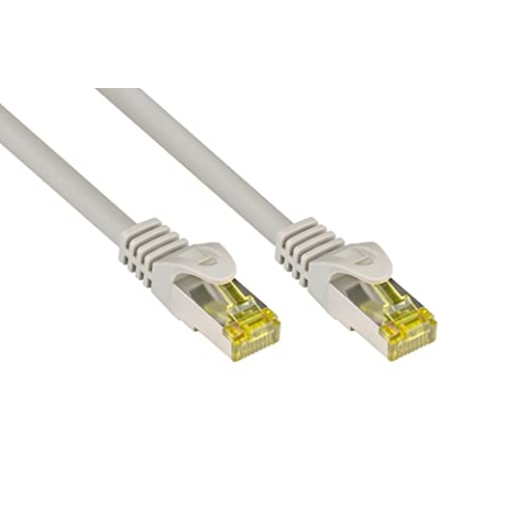 Good Connections RJ45 Ethernet LAN Patchkabel mit Cat. 7 Rohkabel und Rastnasenschutz RNS, S/FTP, PiMF, halogenfrei, 500MHz, OFC, 10-Gigabit-fähig (10/100/1000/10000-Base-T Ethernet Netzwerke) - z.B. für Patchpanel, Switch, Router, Modem - grau,