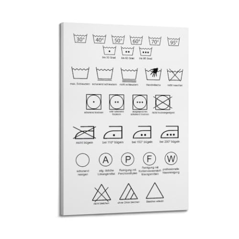 HNPBB Vintage-Poster, Wäschepflege-Symbole, Poster, dekorative Malerei, Leinwand, Wandposter und Kunstdruck, moderne Familienschlafzimmer-Dekoration, Poster, 60 x 90 cm