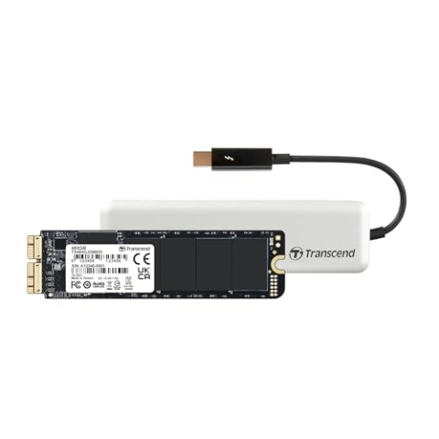 Transcend 480GB Highspeed JetDrive Thunderbolt PCIe™ Gen3 x4 Portable SSD Speichererweiterung für MacBook (Pro, Air) und Mac (mini, Pro); inkl. externem Aluminiumgehäuse und Zubehör TS480GJDM855