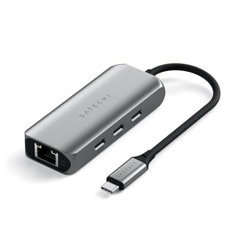 SATECHI USB-C Ethernet Adapter 2.5 Gigabit – 4-in-1 Netzwerkadapter mit 3× USB-C 3.2 – Kompatibel mit Mac, iPad, Windows, Android, Chrome