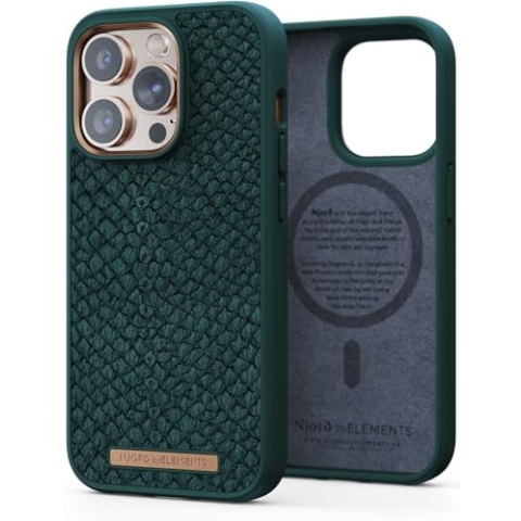 NJORD Coque MAGSAFE Cuir DE Saumon iPhone 14 PRO MAX VERT