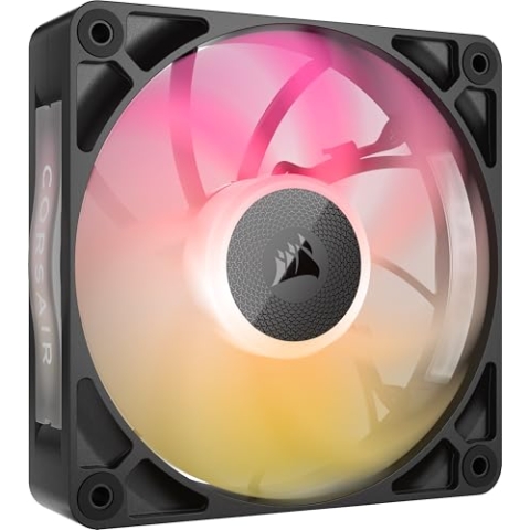 CORSAIR iCUE LINK RX120 MAX RGB 120mm PWM Dicker Lüfter – Hochstatischer Druck – Magnetisches Kuppellager – Einzelner Lüfter – Schwarz