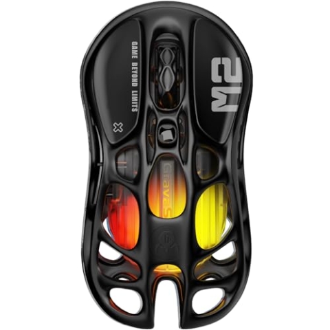 GravaStar Mercury M2 Gaming Maus Kabellos, 79 g Ultraleicht, 26.000 DPI, PAW3395 Sensor, 5 RGB-Modi, 5 programmierbare Tasten, Tri-Mode (2,4 GHz/Bluetooth/Kabel), für PC/Mac – Schwarz