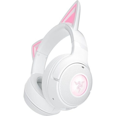 Razer Kraken Kitty V2 BT - Kabelloses Bluetooth RGB Headset mit Kitty Ears für Gaming und Streaming (325g, Triforce 40mm Treiber, Bluetooth 5.2, Noise-Cancelling-Mic, 40 Stunden Akku) Weiß
