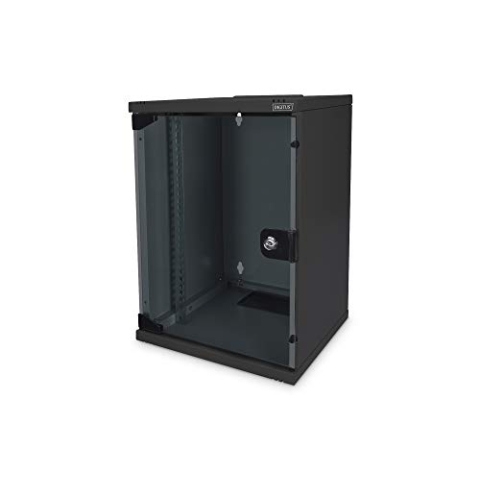 DIGITUS Netzwerk-Schrank 10-Zoll - 9HE - Wandmontage - HxBxT 464x312x300mm - Traglast 30kg - Nutztiefe 240mm - Schwarz