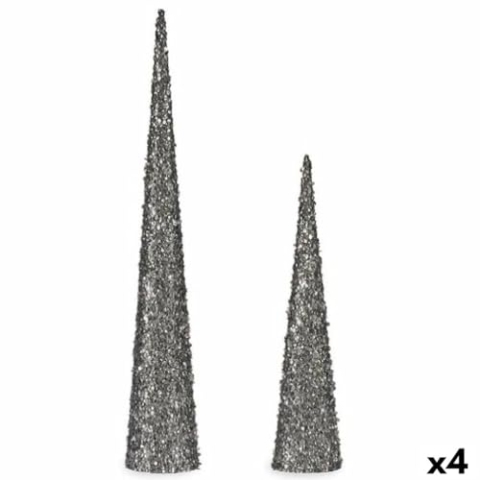Krist+ Set mit Figuren, Kegel, Pailletten, silberfarben, Kunststoff (4 Stück)