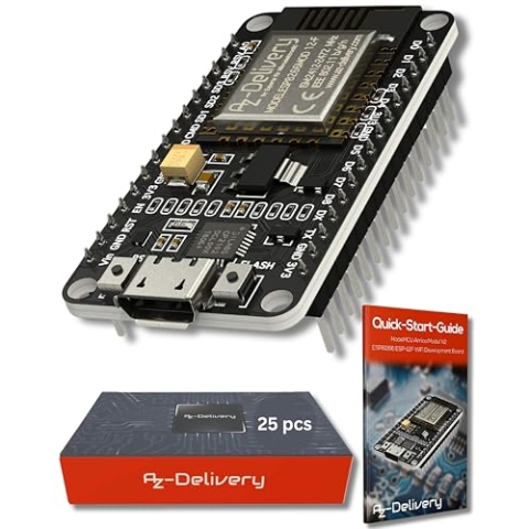 AZDelivery 25 x NodeMCU Amica Modul V2 ESP8266 ESP-12F WiFi - Node MCU ESP 8266 WiFi Development Board mit CP2102 kompatibel mit Arduino - inklusive Installationsanleitung als E-Book