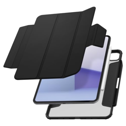 Spigen AirSkin Pro Hülle Kompatibel mit iPad Pro 11 Zoll 5.Generation M4 (2024) Case mit abnehmbarem magnetischem Deckel - Schwarz