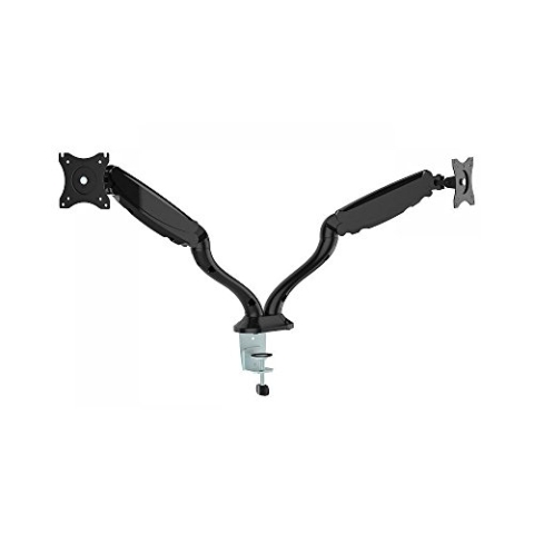 SBOX Staender Fuer Zwei Monitore, 33-68cm 13-27Zoll Last 6kg pro LCD VESA 75x75 und 100x100 Neigung 90 Swivel 90 Drehen 180 Schwarz