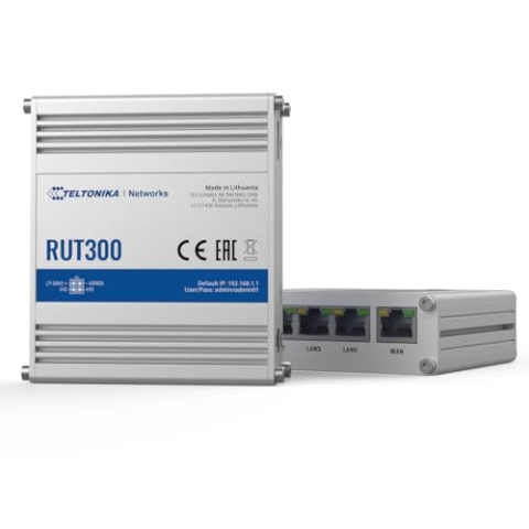 Teltonika RUT300 Industrial Enthernet Router, 5 x Fast Ethernet ports (10/100 Mbps). 2 x Configurable digital Inputs/Outputs and USB 2.0