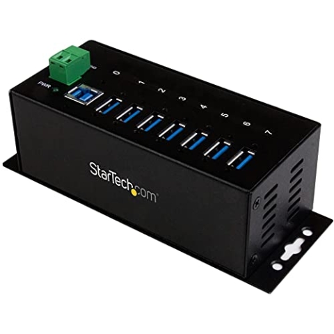 StarTech.com Industrieller 7 Port USB 3.0 Hub mit Überspannungsschutz - USB Hub zur Klemmleisten / DIN-Schienen Montage