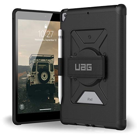 Urban Armor Gear Metropolis Schutzhülle für das Apple iPad 10,2" Zoll (2020 & 2019) nach US-Militärstandard [Uneingeschränkter Zugriff auf die Tasten, 360° Handschlaufe, Stylus-Halter] schwarz