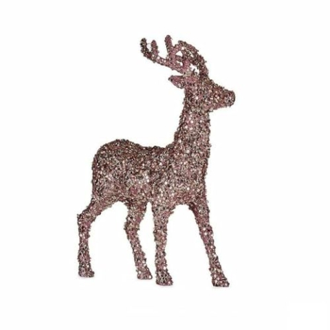 Krist+ Dekofigur Weihnachts-Rentier, Glitzer, Rosa, Gold, Kunststoff, 15 x 45 x 30 cm (8 Stück)