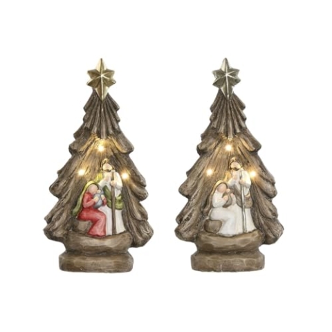 Home ESPRIT Weihnachtskrippe, Grün, Grau, Magnesium, 23 x 13,5 x 45 cm, 2 Stück