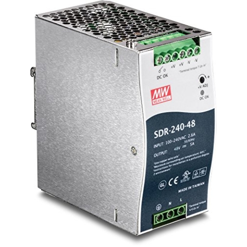 TRENDnet TI-S24048 Single Output 240W DIN Rail Industrial Power Supply, TI-S24048, Extremer Betriebstemperaturbereich -25 bis 70 ° C (-13 bis 158 ° F) Integrierter aktiver PFC