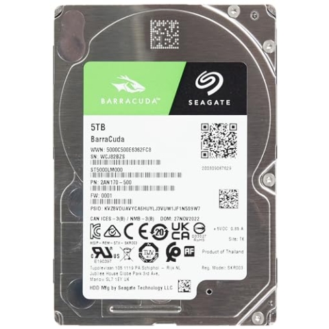 Seagate Barracuda 5TB interne Festplatte HDD, 2.5 Zoll, 5400 U/Min, 128 MB Cache, SATA 6GB/s, silber, Modellnr.: ST5000LM000