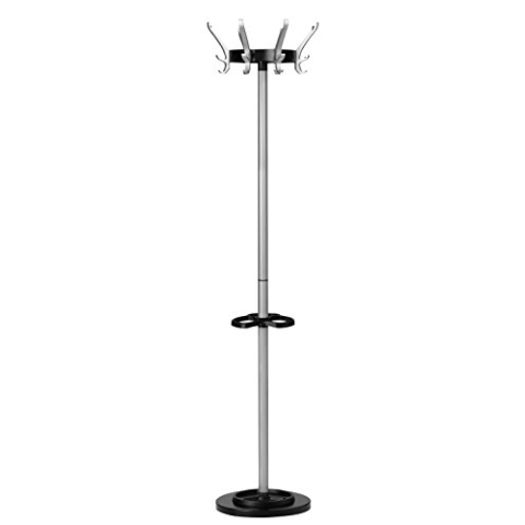 Unilux 100340640 Garderoben-Ständer "Cypres" mit höhenverstellbarem Schirmständer, 170 cm, metall-grau