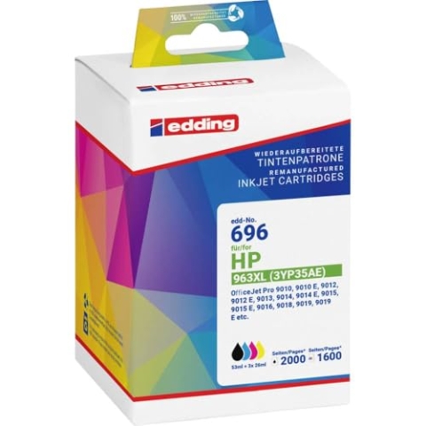 edding Druckerpatrone ersetzt HP 963XL, 3JA30AE Kompatibel Kombi-Pack Schwarz, Cyan, Magenta, Gelb EDD-696 18-696