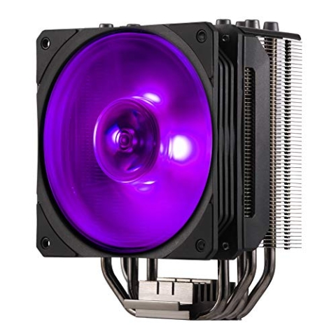 Cooler Master Hyper 212 RGB CPU Kühler schwarz - Stilvoll mit Farbeffekten - 4 Heatpipes mit Lamellen, SF120R RGB-Lüfter
