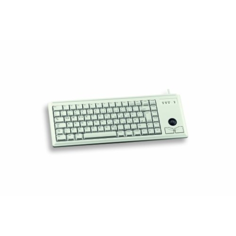 CHERRY G84-4400, Kompakte Tastatur mit Trackball, Französisches Layout (AZERTY), Kabelgebunden (PS/2-Anschluss), 2 Maustasten, Mechanische ML Switches, Grau