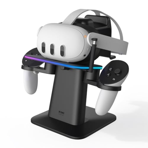 KIWI design Ladestation für Meta Quest 3S/Quest 3/Quest 2/Quest Pro Zubehör, Akkreditiert von Meta