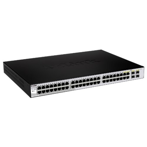 D-Link DGS-1210-52/E 52-Port Gigabit Smart Switch (48 x 10/100/1000 Mbit/s Base-T-Ports und 4 x 100/1000 Mbit/s Combo) - Nur EU-Netzkabel
