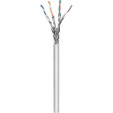 Intellinet 705011 Verlegekabel Cat7, S/FTP 305 m Kabeltrommel, LS0H, CPR-Dca-klassifiziert, AWG 23, Massivdraht, grau