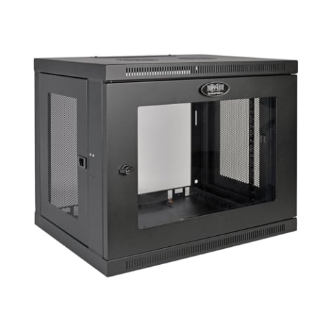 Tripp Lite by Eaton SmartRack 9U Mini-Wandgehäuse mit geringer Bautiefe für Switch-Tiefe, mit durchsichtigem Acrylfenster (Schwarz) (SRW9UG)