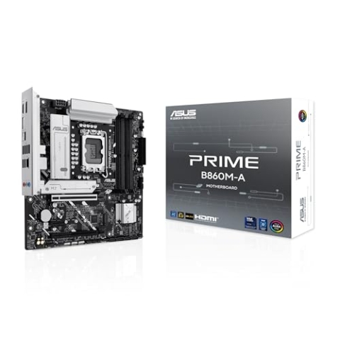 ASUS Prime B860M-A-CSM Mainboard Sockel Intel LGA 1851 (Intel B860, mATX, DDR5 Speicher, PCIe 5.0 x16, 2X M.2, HDMI, dual DisplayPort, USB 20Gbps Typ-C, Aura Sync)