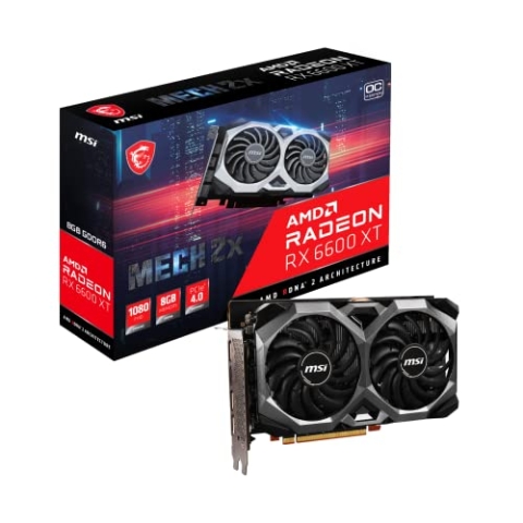 MSI Radeon RX 6600 XT MECH 2X 8G OCV1 Gaming Grafikkarte - AMD RX 6600 XT, GPU 2413/2602 MHz, 8000MB DDR6 Speicher