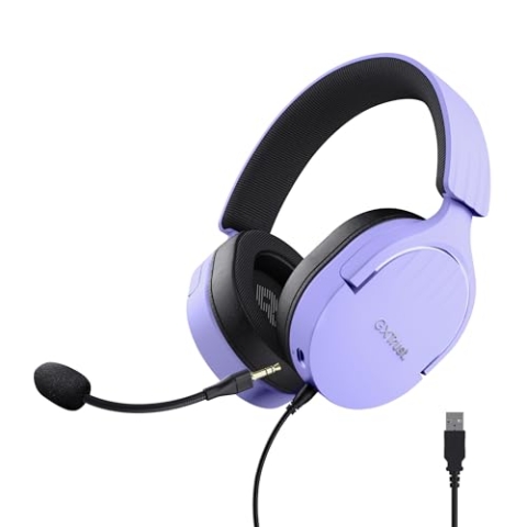 Trust Gaming GXT 490P Fayzo Gaming Headset USB 7.1 Surround Sound, 50mm Treiber, 35% Recyclingkunststoff, Mikrofon mit Geräuschunterdrückung, RGB Over-Ear Kopfhörer für PC PS5 - Purpur