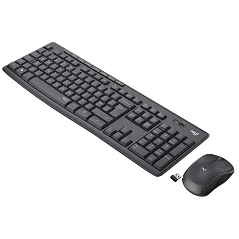 Logitech MK295 kabelloses Tastatur-Maus-Set mit SilentTouch-Technologie, Shortcut-Tasten, optischer Spurführung, Nano USB-Empfänger, verzögerungsfreier Drahtlosverbindung, UK QWERTY-Layout - Graphit