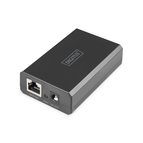 DIGITUS PoE++-Splitter - Gigabit - IEEE802.3at/bt - 51W Ausgangsleistung - 10/100/1000 Mbit/s - wählbare Ausgangsspannung 12V/24V - Schwarz