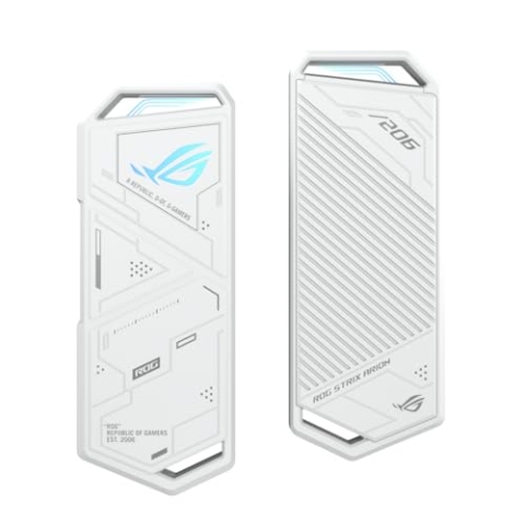ASUS ROG Strix Arion White Edition M.2 NVMe-SSD-Gehäuse (USB 3.2 GEN2 Typ-C für bis zu 10Gbit/s, werkzeuglose Installation, Wärmeleitpads, passend für PCIe 2280/2260/2242/2230 M-Key/B+M-Key, weiß)
